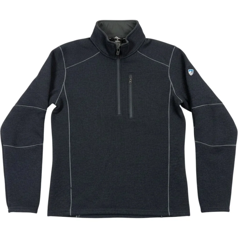 Kuhl Revel 1/4 Zip Pullover Sweater Black Mens Large Fleece Lined 3185 F20
